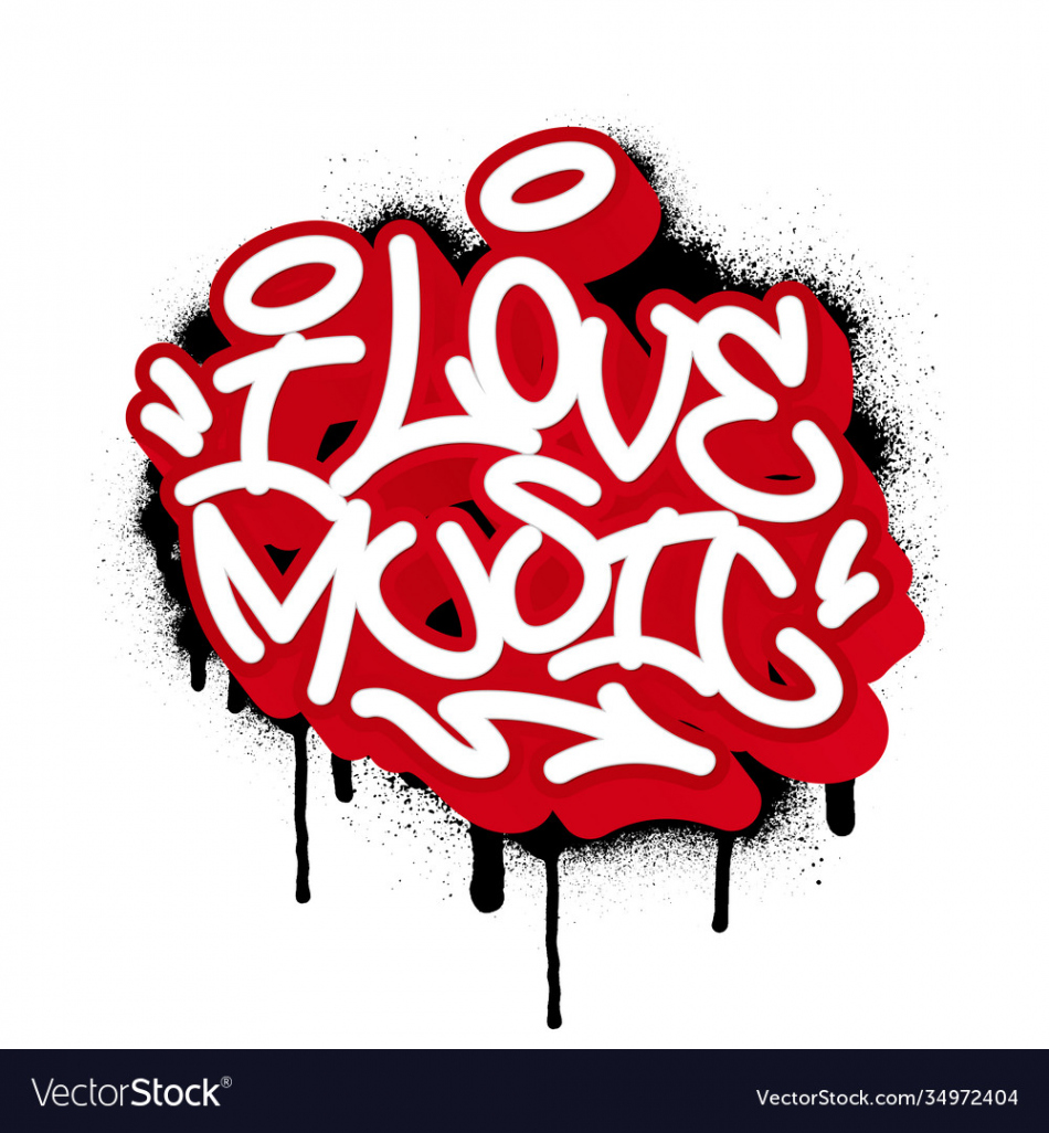 I love music in graffiti style Royalty Free Vector Image