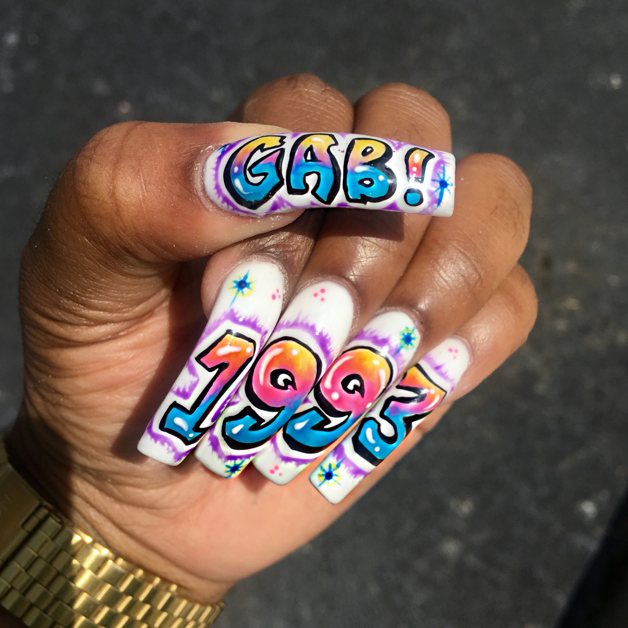 i love the #s Graffiti Nails  Graffiti nails, Cute acrylic nail