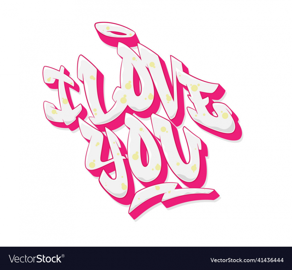 I love you font in graffiti style Royalty Free Vector Image