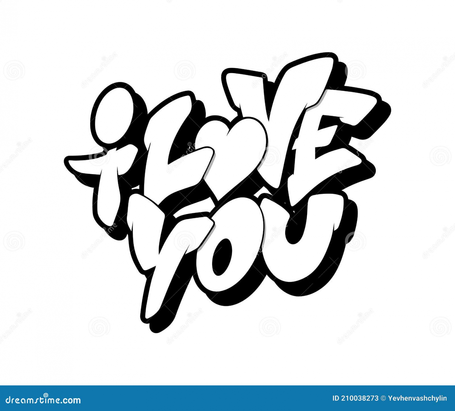 I Love You Font in Graffiti Style. Vector Illustration