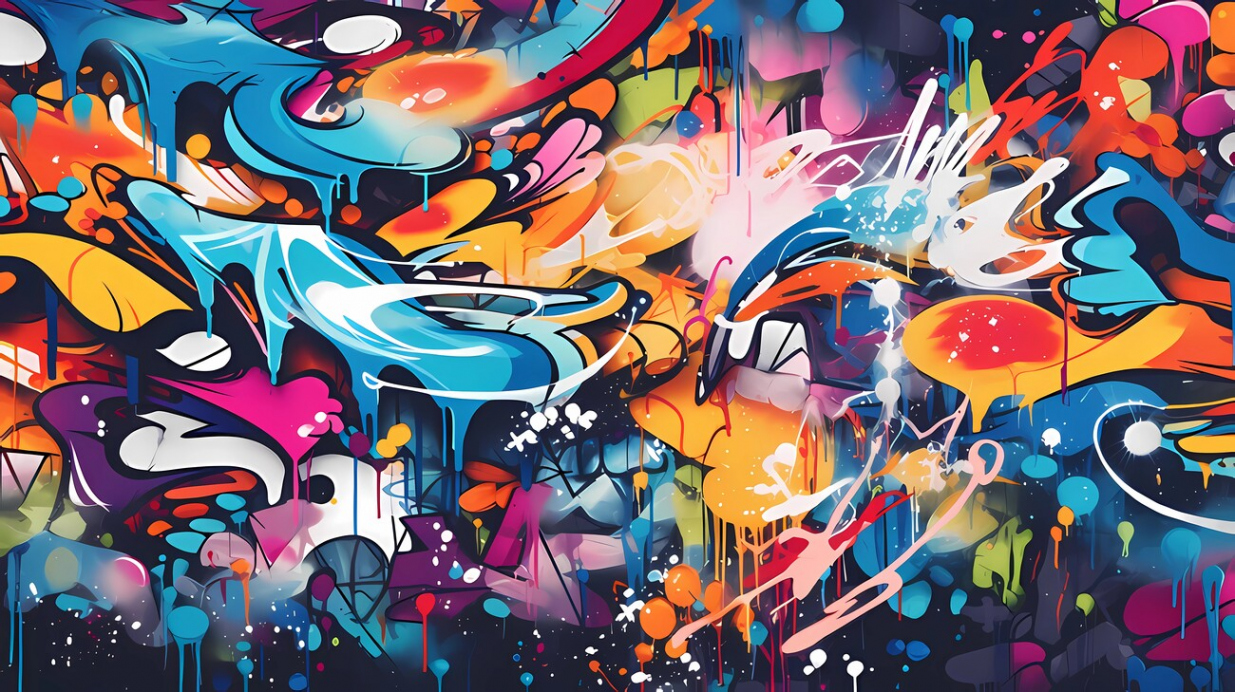 Illustration Gigant Size Graffiti Wallpaper Unleashing Colorful Urban Art