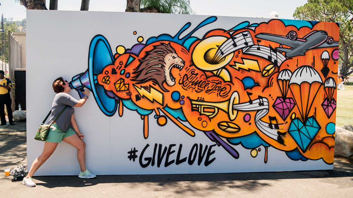 Interactive graffiti street art mural for Andy Grammer at the