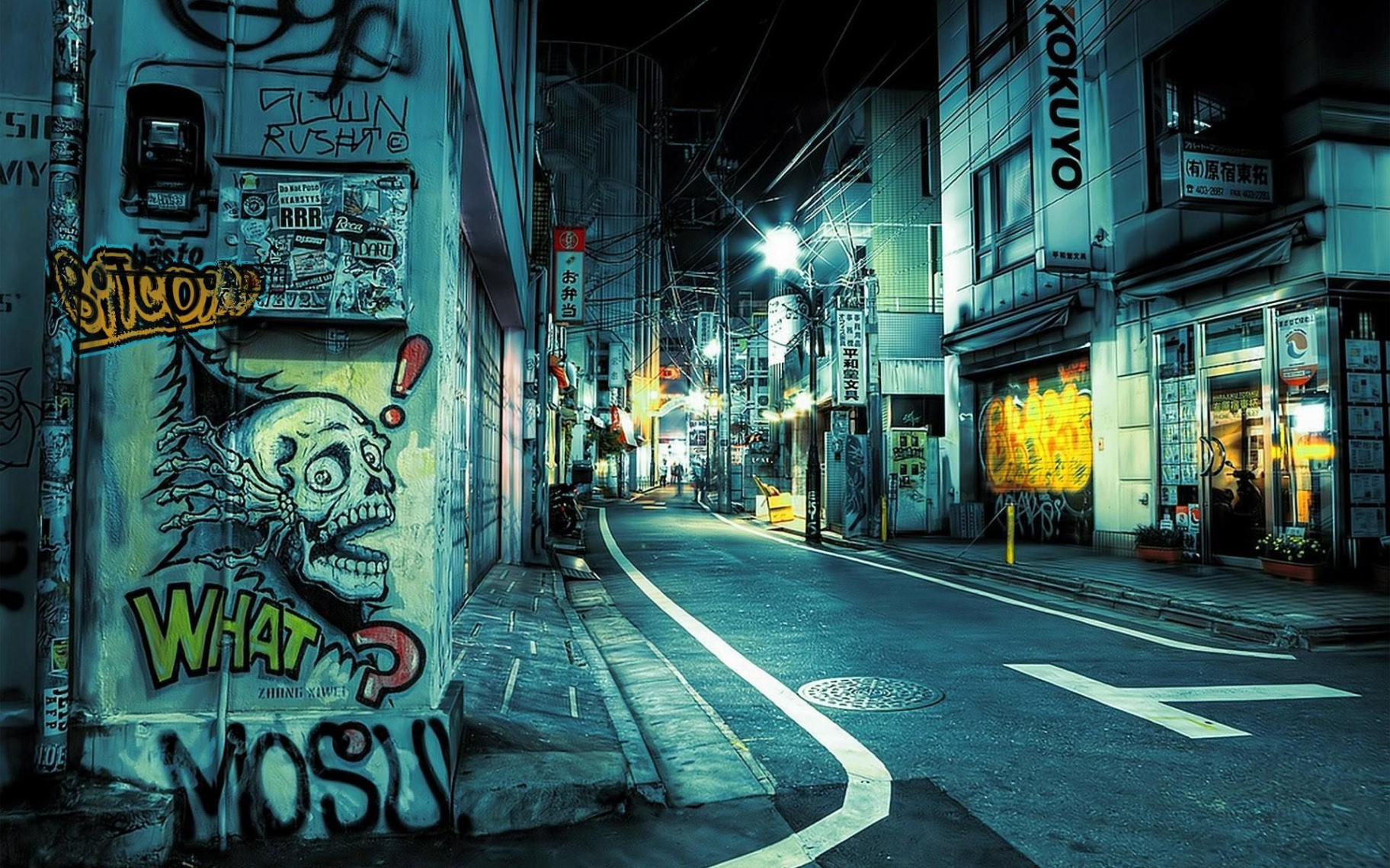 Japanese Alley Bitcoin  Street graffiti, Street background