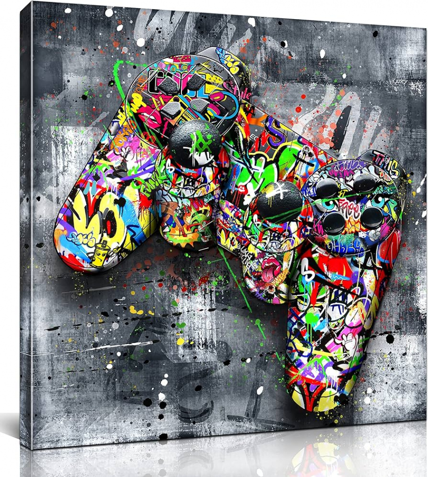 JKWALL Graffiti Canvas Wall Art for Bedroom - Gaming Wall Art for Teenage  Boys - Abstract Painting Pop Art Modern Wall Decoration Ready to Hang Size