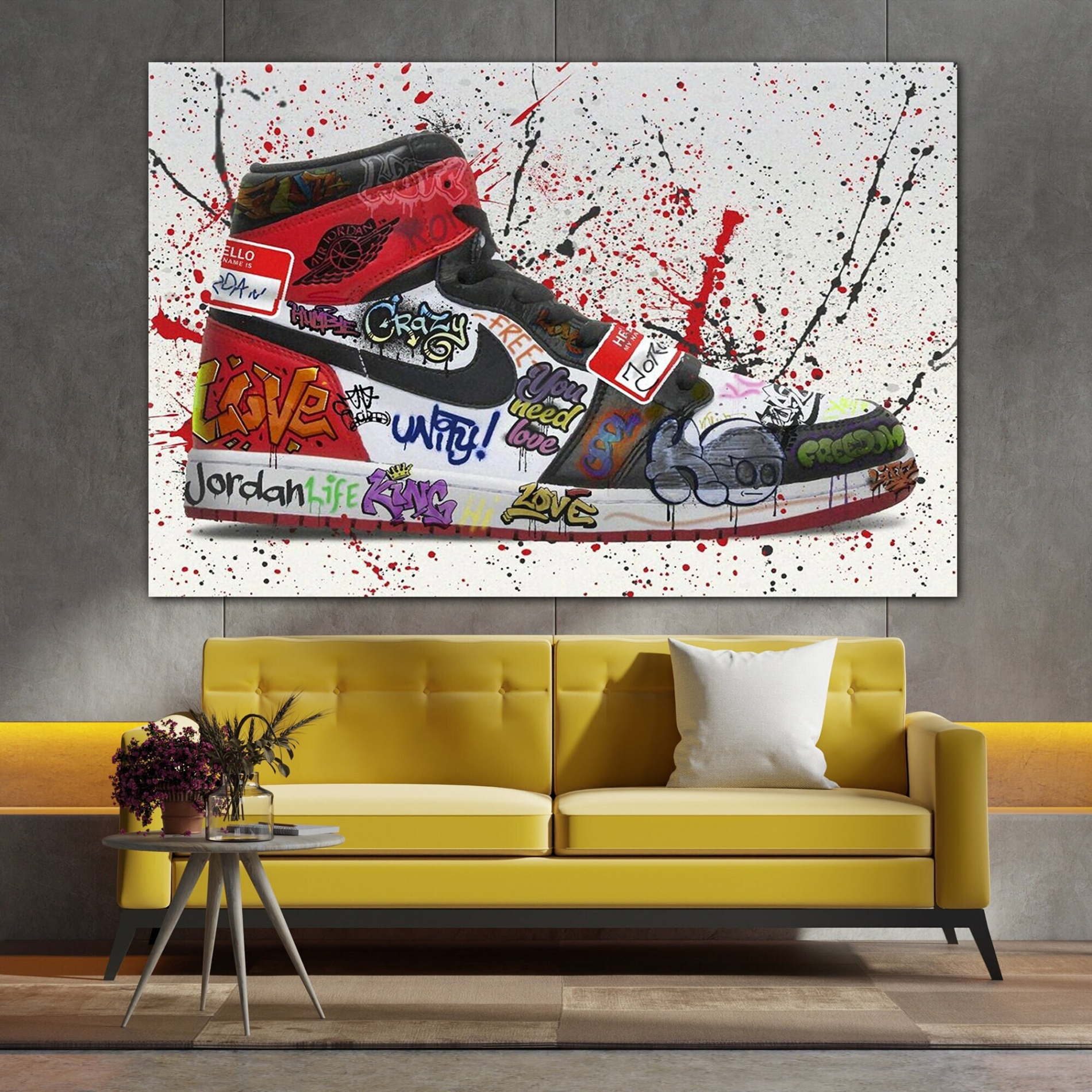 Jordan Graffiti Leinwand Wandkunst Air Jordan Leinwand - Etsy