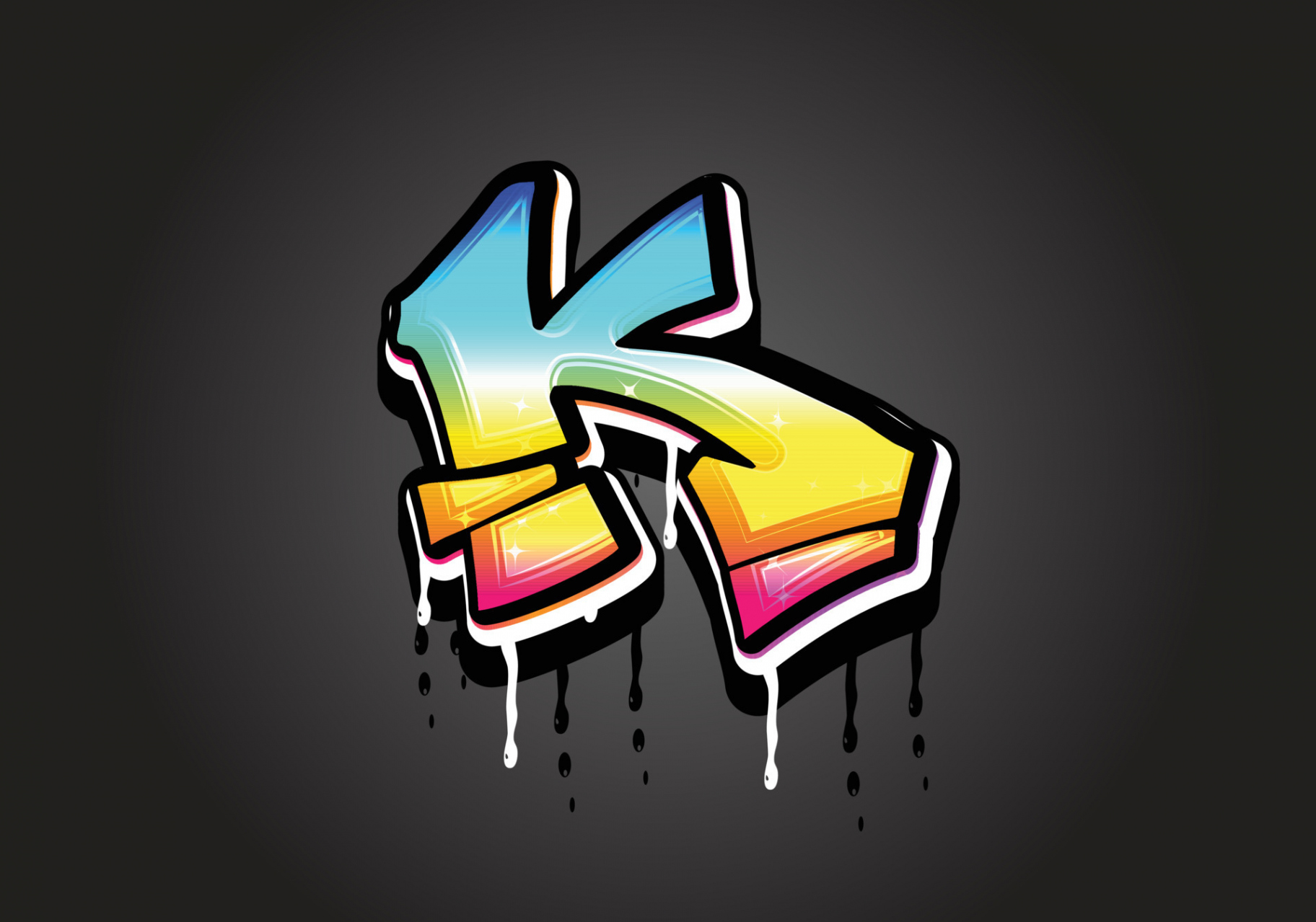 K letter D Graffiti Dripping alphabet font vector  Vector