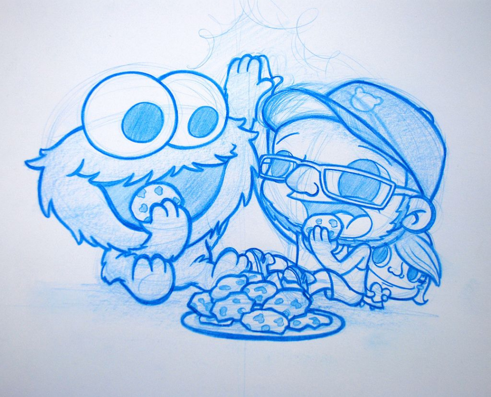 Kevin and the Cookie Monster!  Disney art drawings, Cute drawings