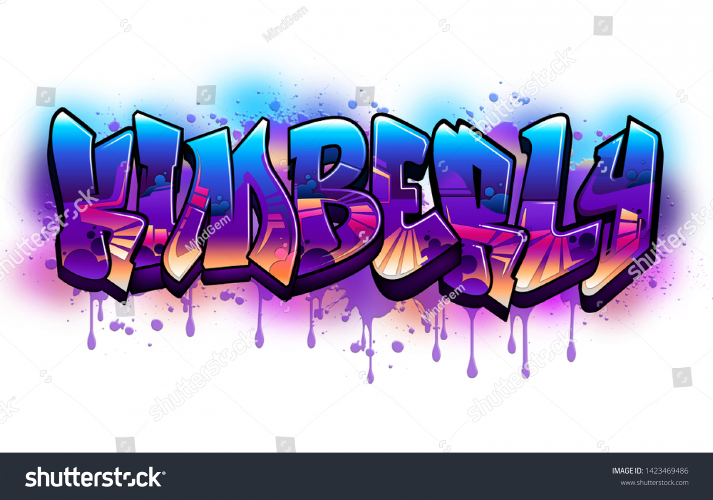 Kimberly Graffiti Text Design Logotype Stock Illustration