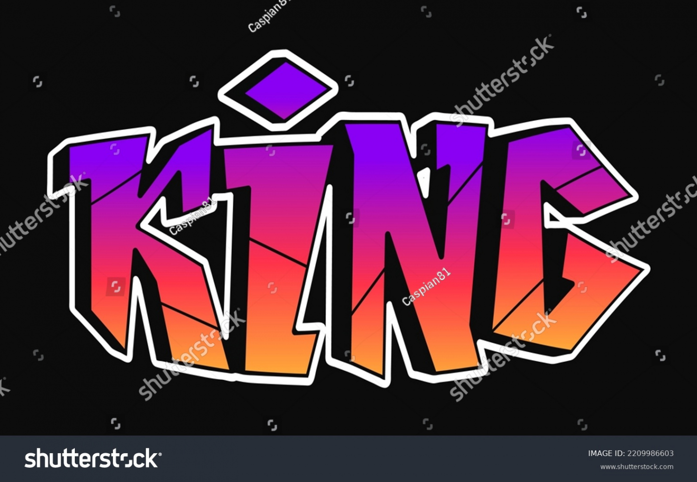 King Word trippy psychedelic graffiti style: Stock-Vektorgrafik