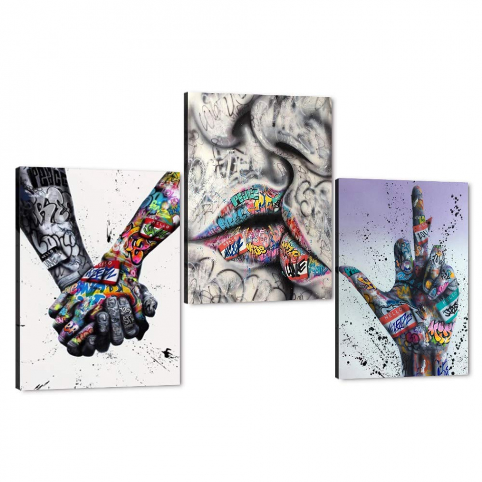 LOVE Graffiti Art Hand Posters and Prints on Canvas Painting Fashion Street  Wall Art Picture for Living Room Home Design Decor Modern Art Print Bed