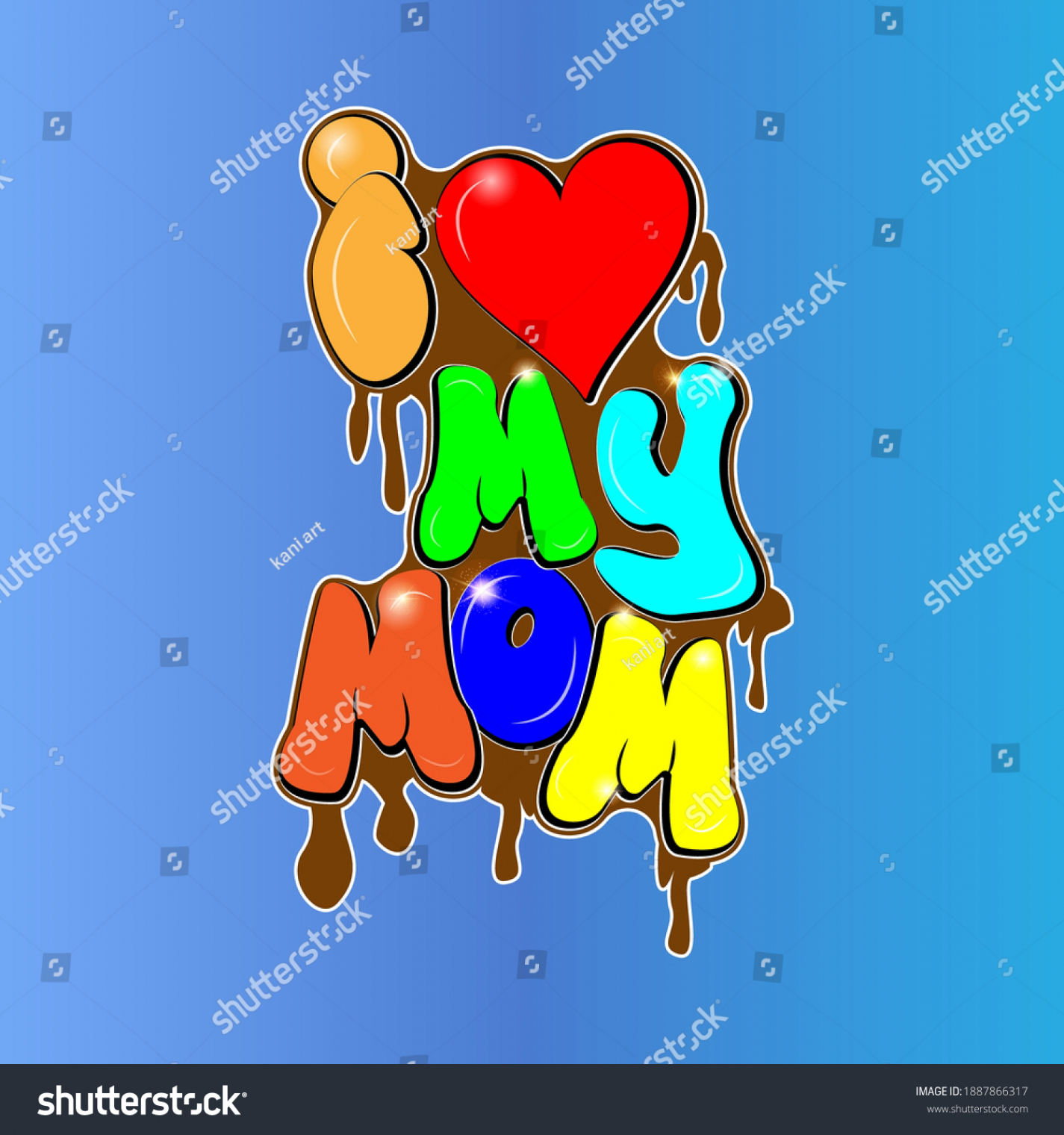 Love My Mom Graffiti Art Design Stock Vector (Royalty Free