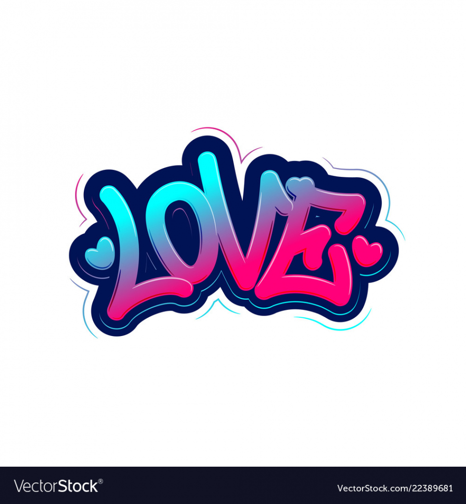 Love tag graffiti style label lettering Royalty Free Vector