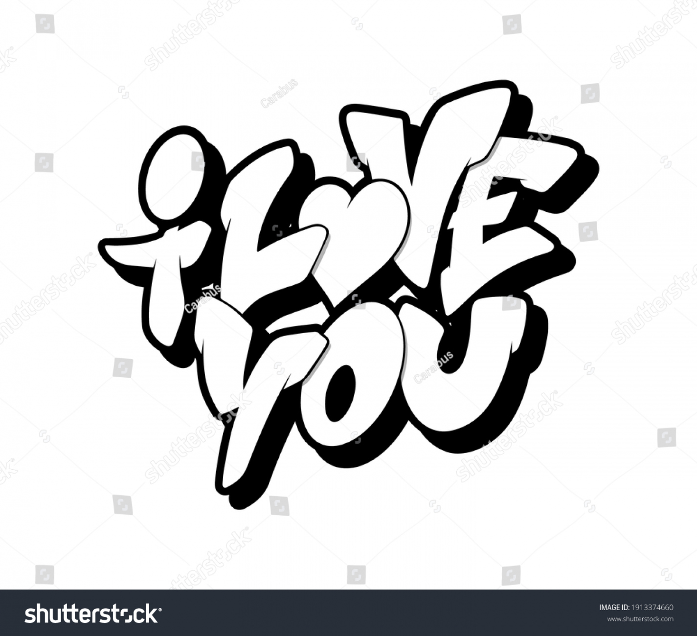 Love You Font Graffiti Style Vector Stock Vector (Royalty Free