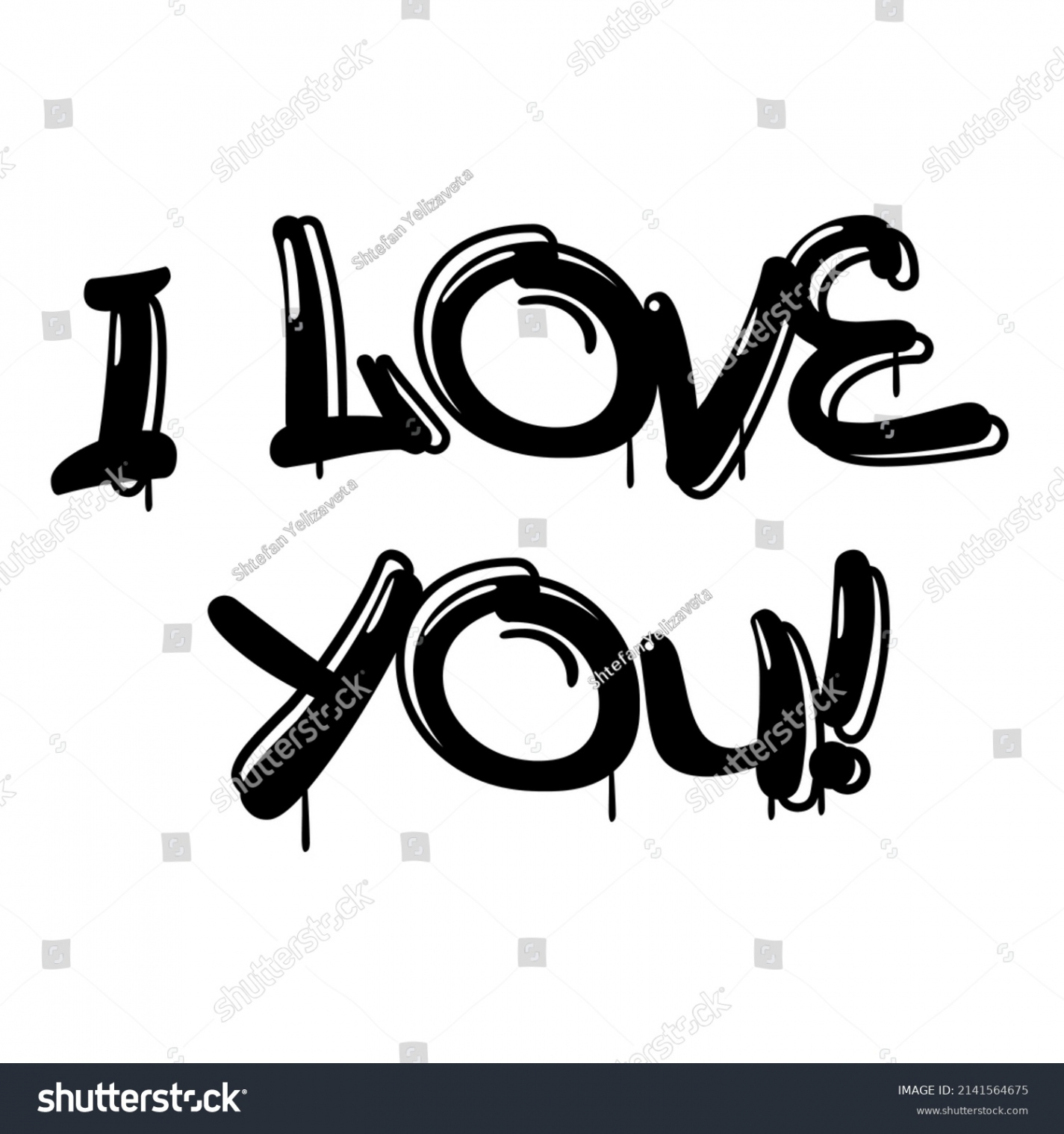 Love You Graffiti Lettering Printing Cutting Stock Vector (Royalty