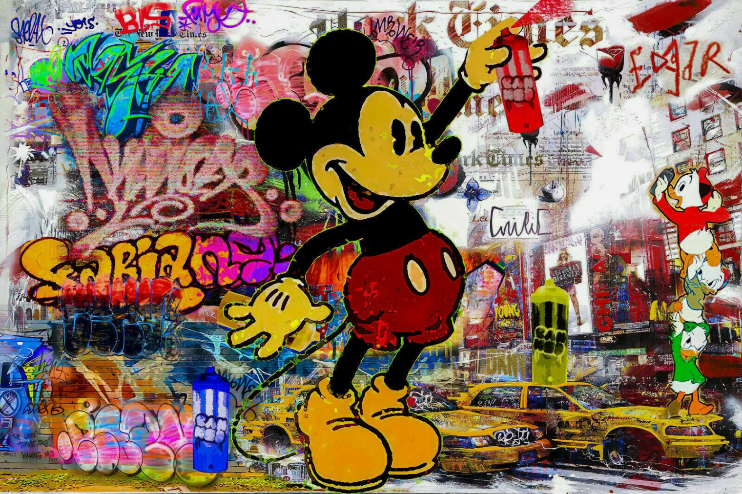 Magic Canvas Art Pop Art Mickey Mouse Graffiti Canvas  Piece High Quality  Art Print Wall Pictures - B869 Size:  x  cm