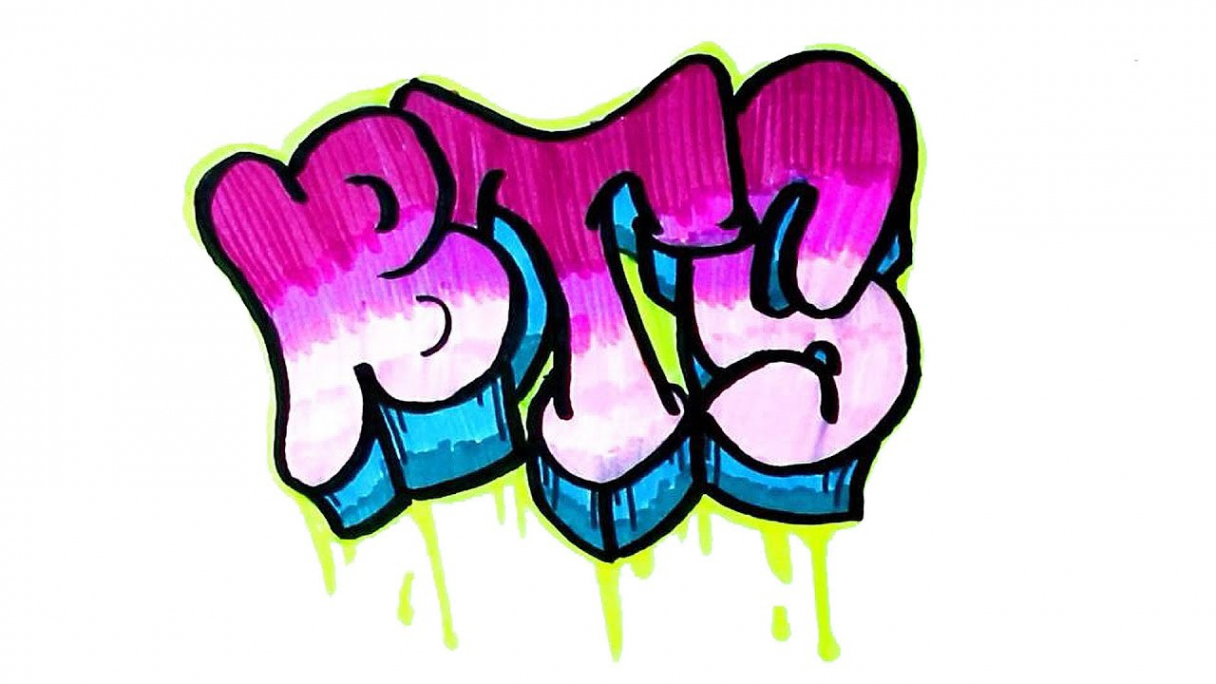 Menggambar Graffiti BTS - Drawing BTS Graffiti