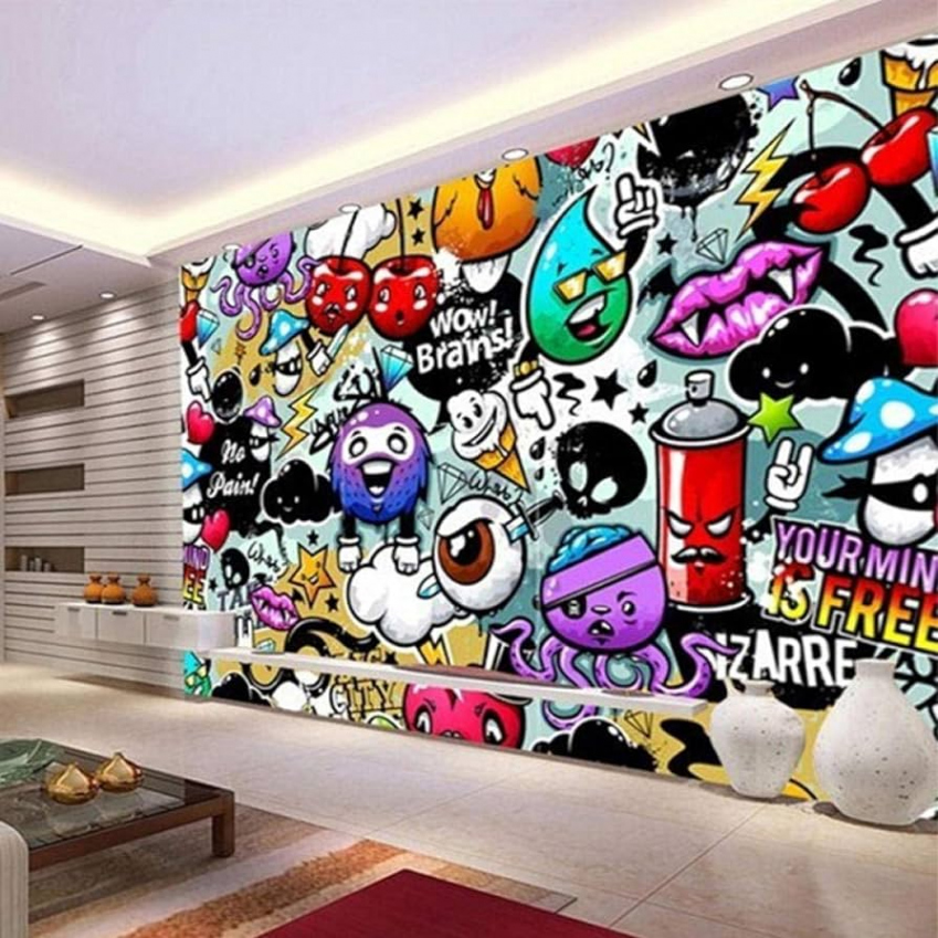 Modern creative art graffiti wall wallpaper for children