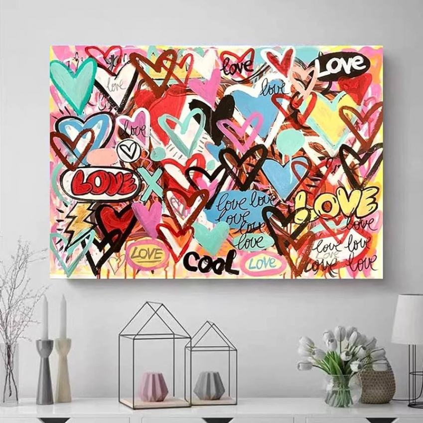 Modern Graffiti Art of Colourful Love Hearts Posters and Prints