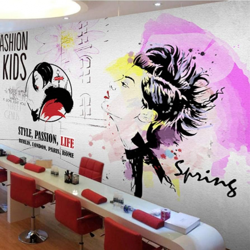 MRQXDP Custom Photo D Fashion Graffiti Beauty Mural Nail Salon