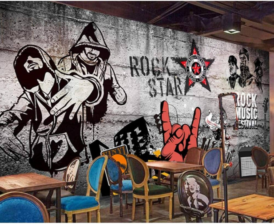 Mural Custom D Hip Hop Graffiti Wallpaper Bar Ktv Decorative