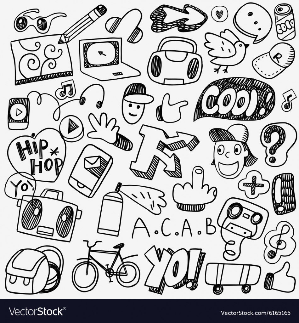 Music rap graffiti doodles Royalty Free Vector Image