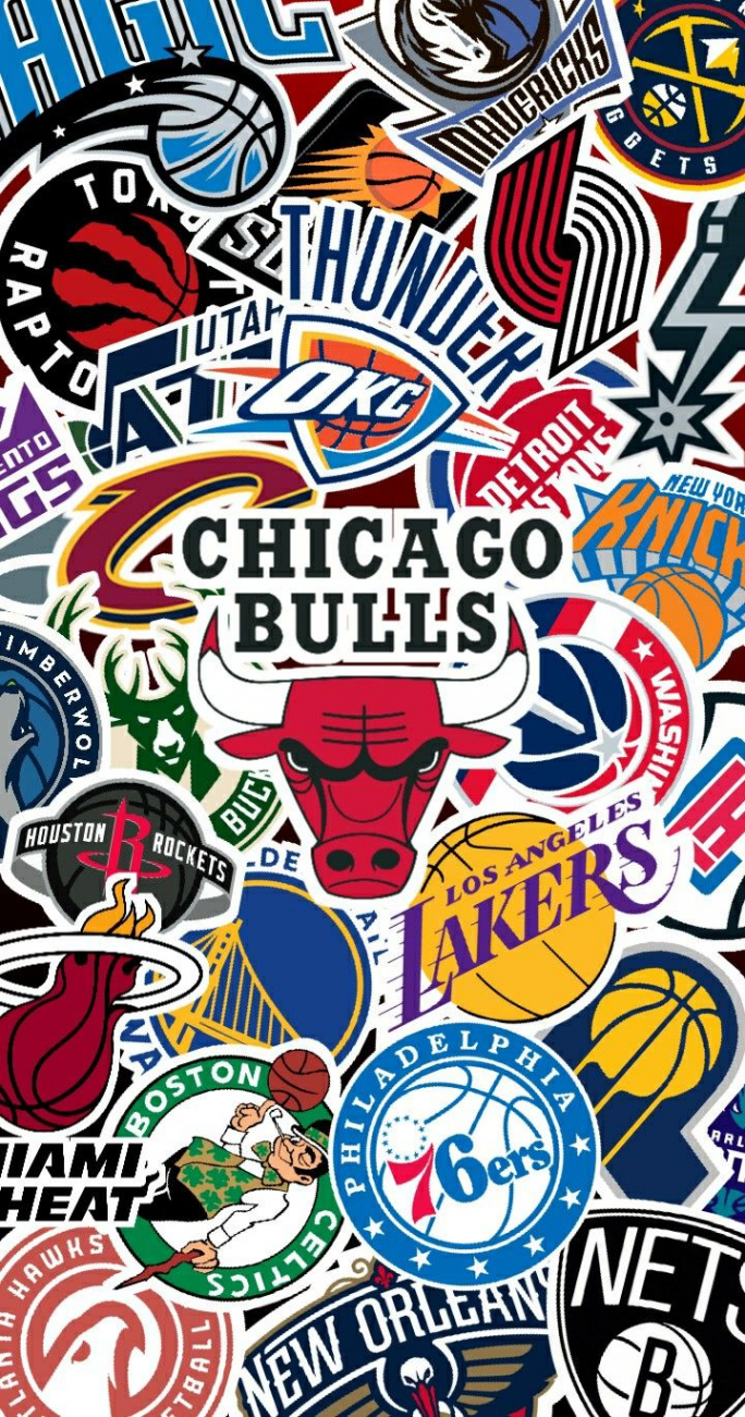 NBA Stickers Wallpaper  Jordan logo wallpaper, Bulls wallpaper