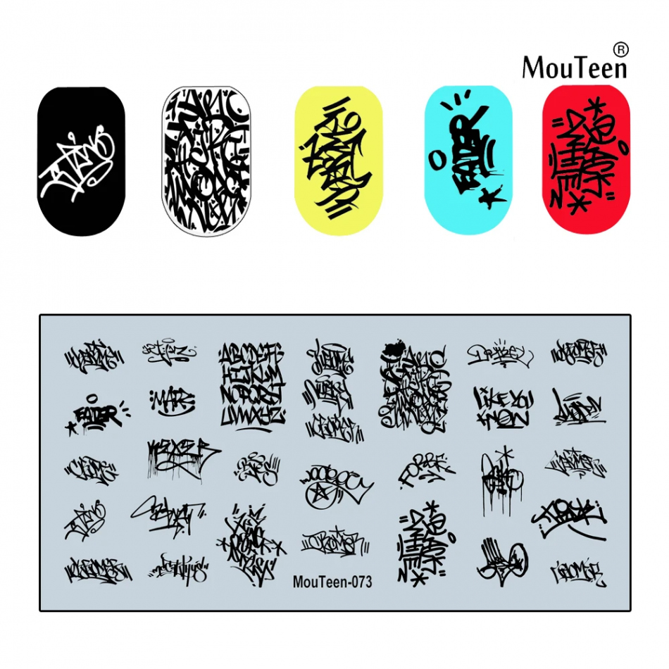 neue Graffiti Kunst Nagel, Platten Graffiti Wand Stempel Platte Wand  Post Nail art Vorlagen #