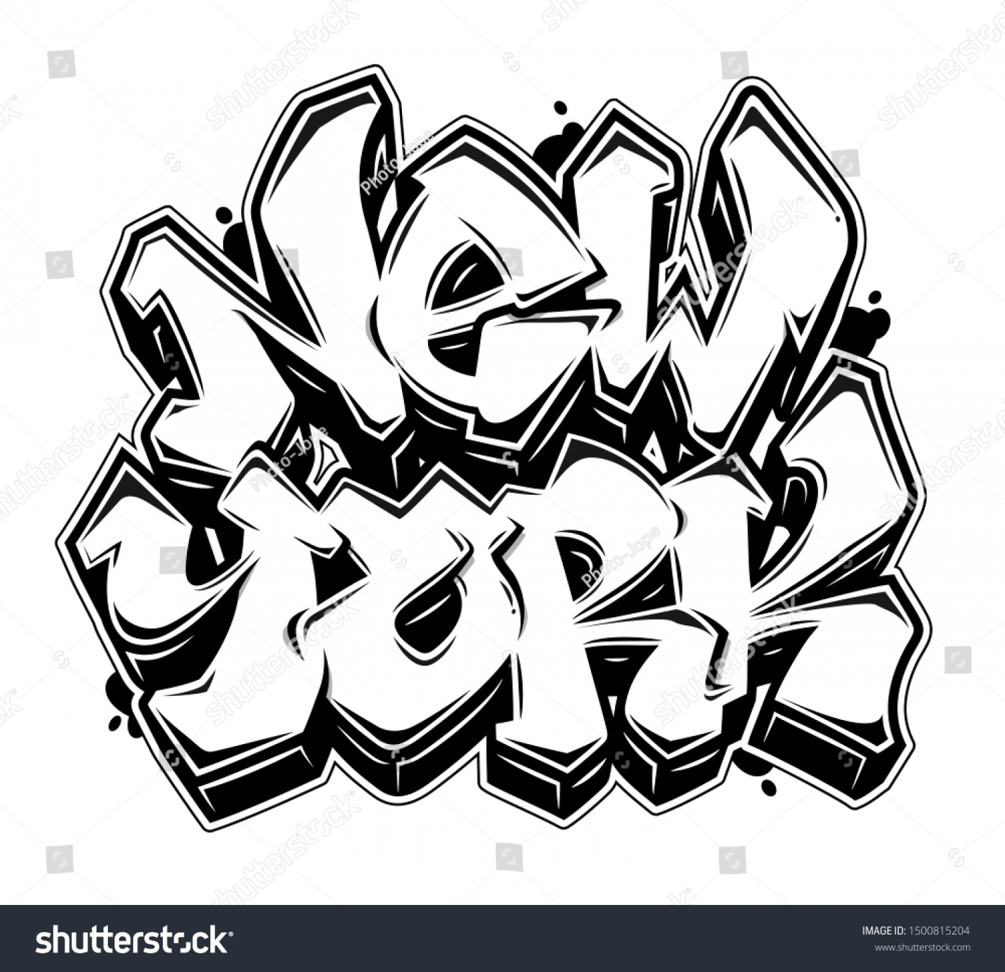 New York Lettering Readable Graffiti Style: Stock-Vektorgrafik