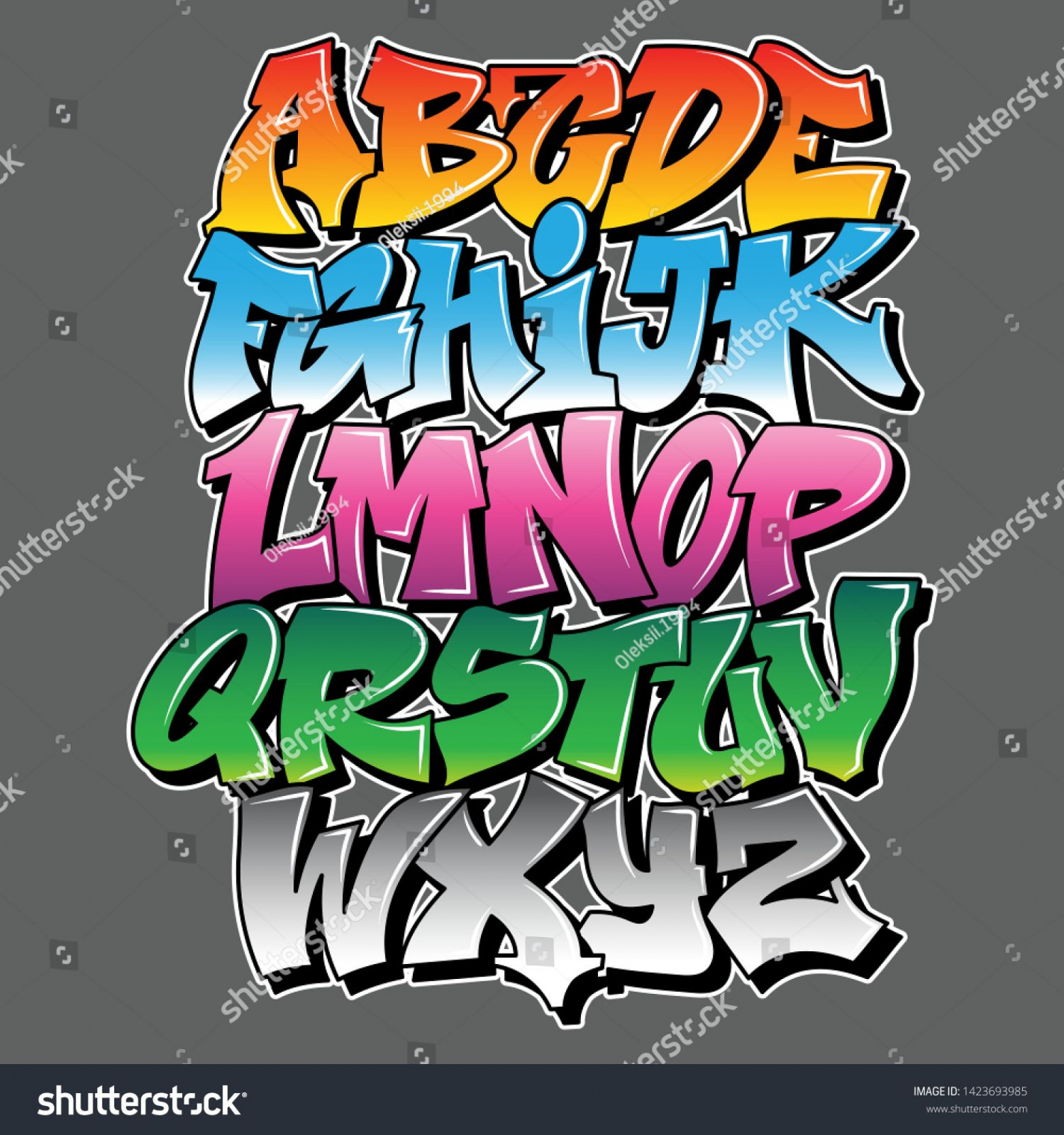 Old school Graffiti alphabet decorative lettering vandal street