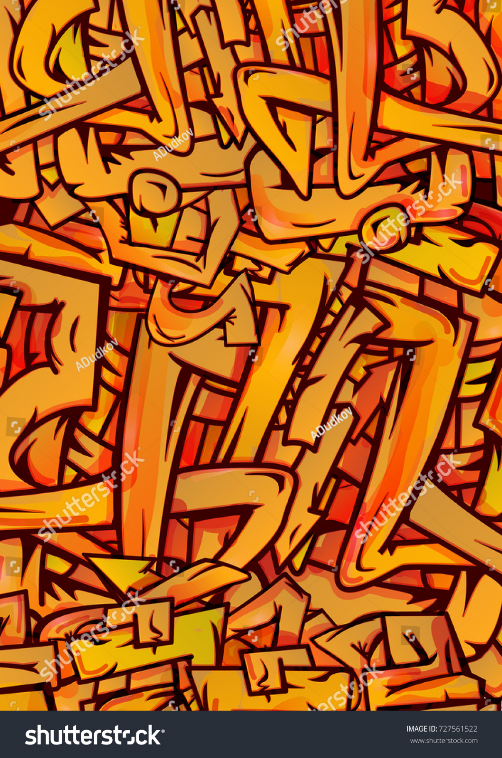 Orange Wild Style Urban Graffiti Vertical Stock Vector (Royalty