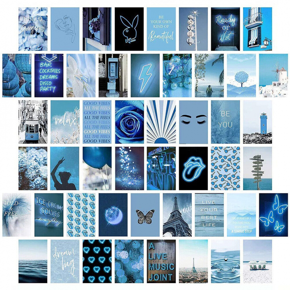 PC Sky Blue Aesthetic Picture Wall Collage Graffiti Street Art