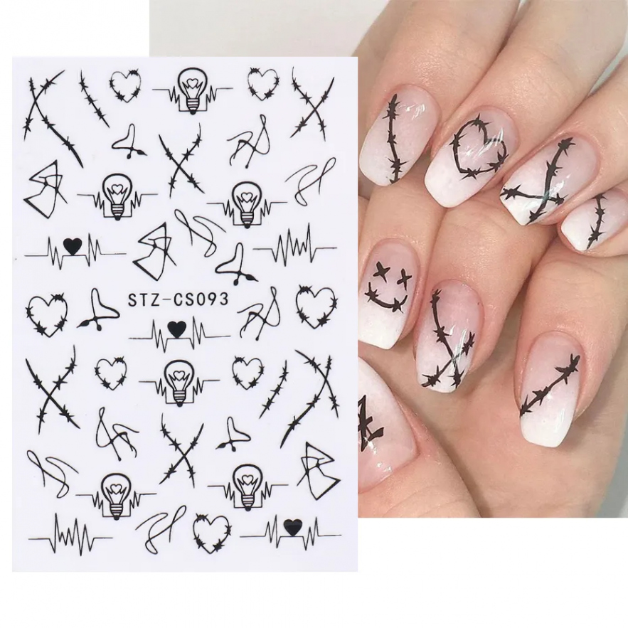 pcs Abstract Graffiti Men Face Geometry Designs Nail Stickers D Manicure  Nails Art Adhesive Decoration Slider Tips STSTZ-CS