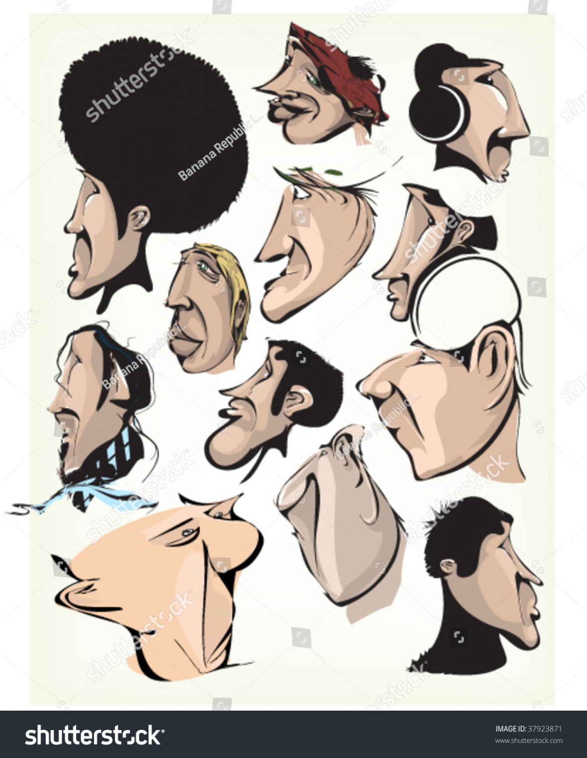 People Caricature Comic Person Faces Graffiti Stock Vector