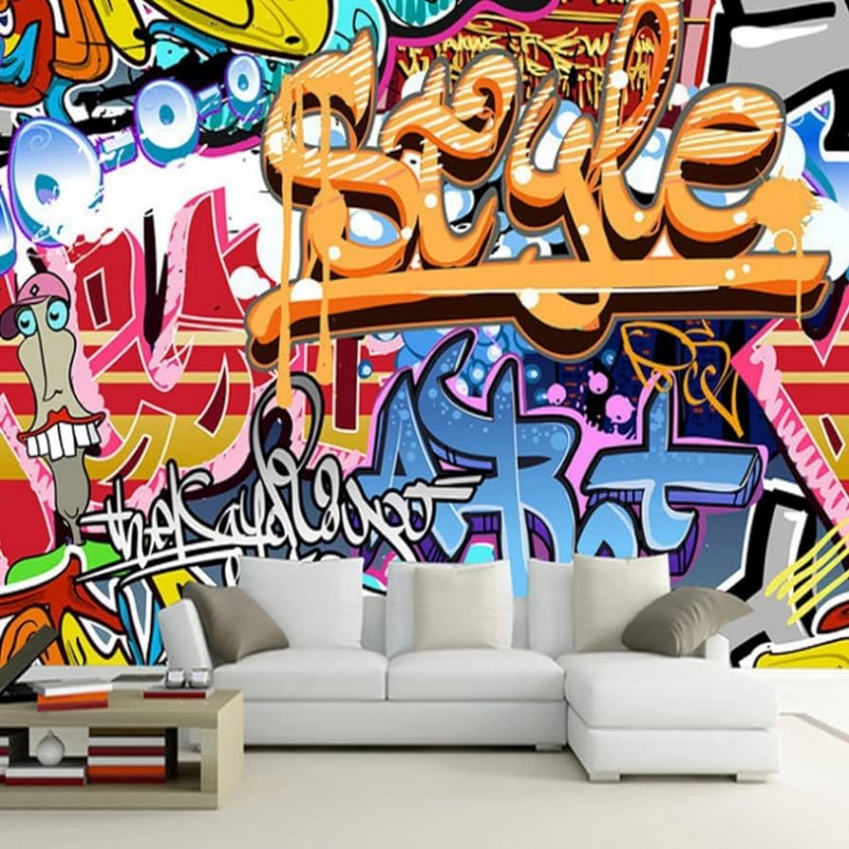 Photo Wallpaper D Effect Abstract Graffiti Art Non-Woven