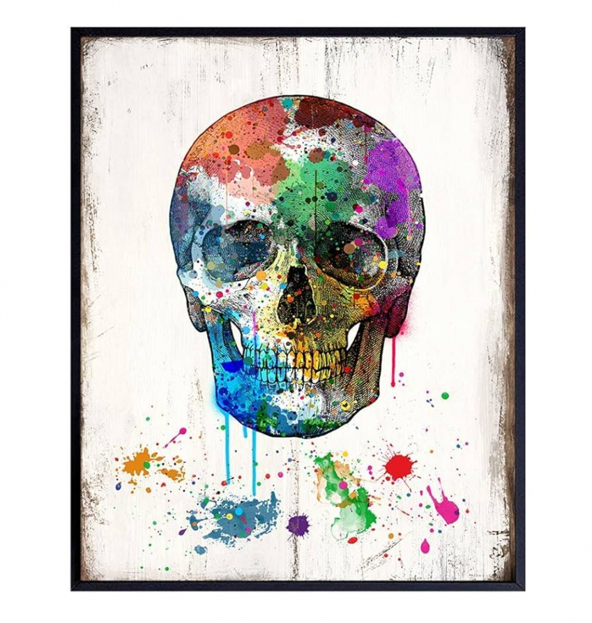 Pop Art Skull Wall Decor - Urban Graffiti Style Decoration - x Poster  for Living Room, Bedroom, Apartment - Cool Unique Gift for Men, Teens,  Goth,