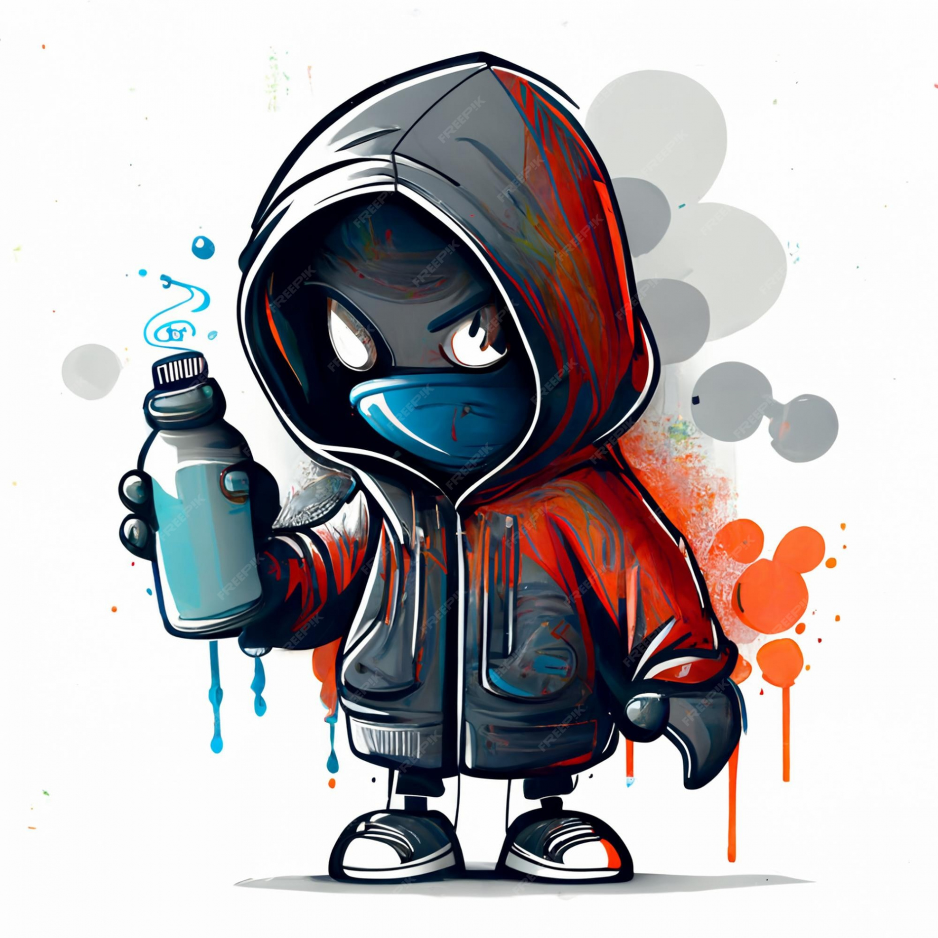 Premium Photo  Graffiti style drawing of a person in a hoodie