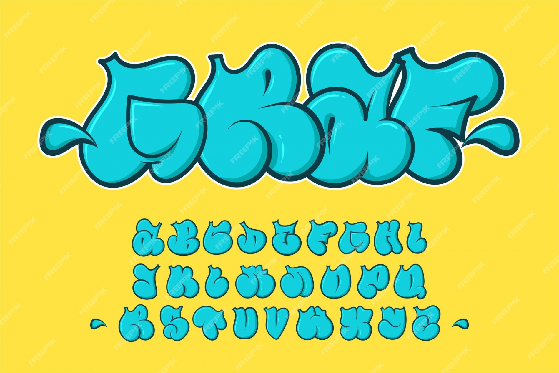 Premium Vector  Font alphabet blue street graffiti text vector