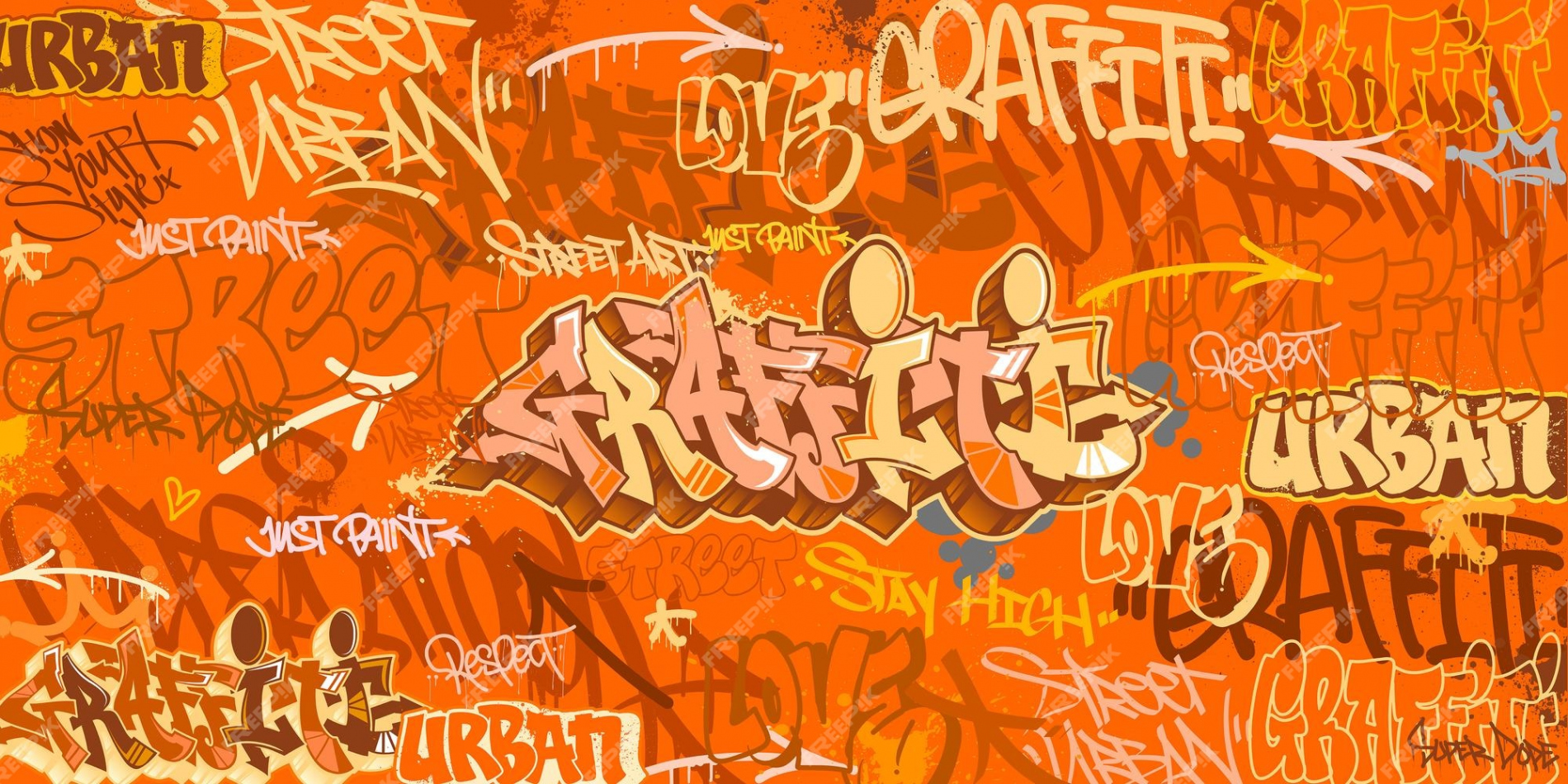 Premium Vector  Graffiti illustration background with tagging