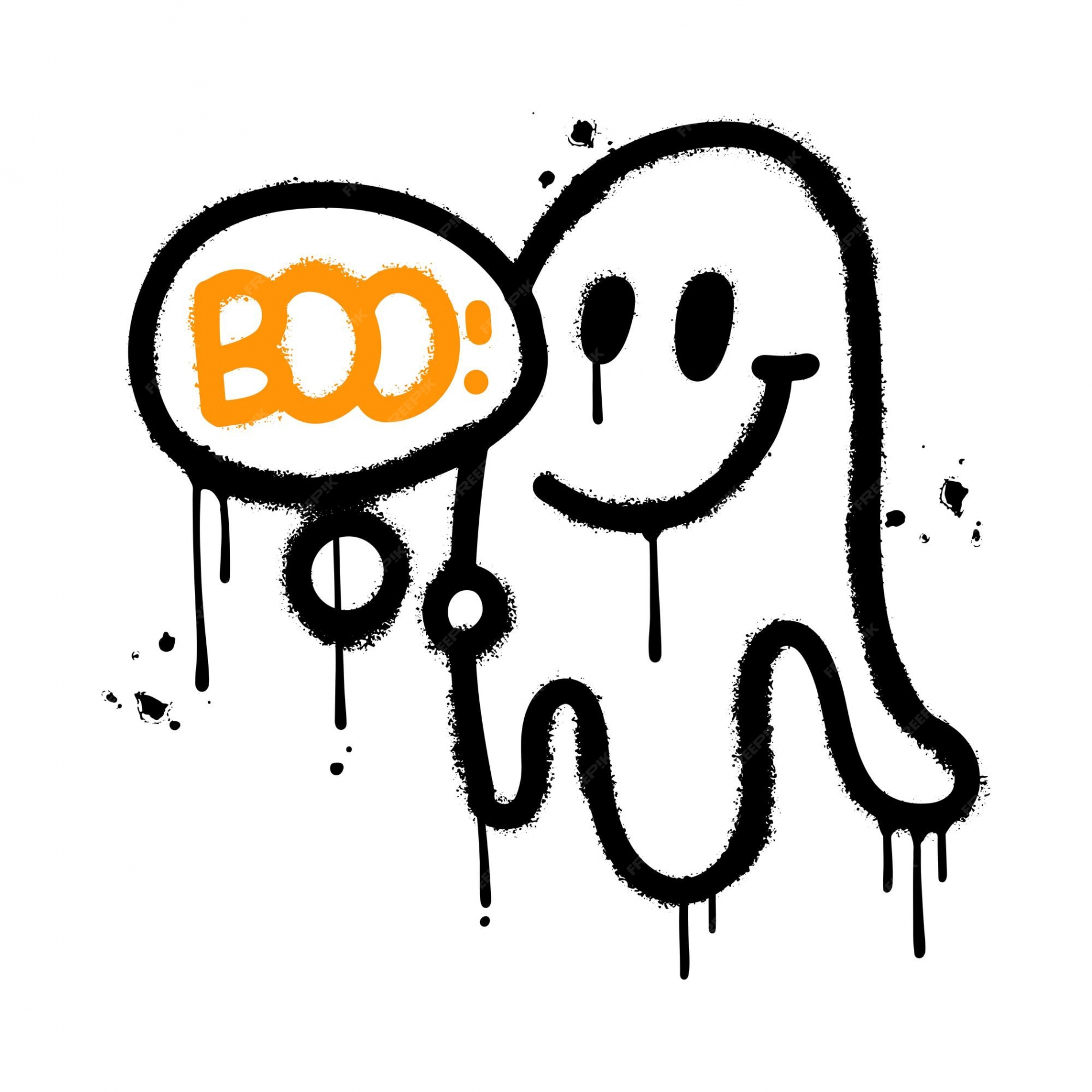 Premium Vector  Hand drawn ghost with word boo in bubble textuted