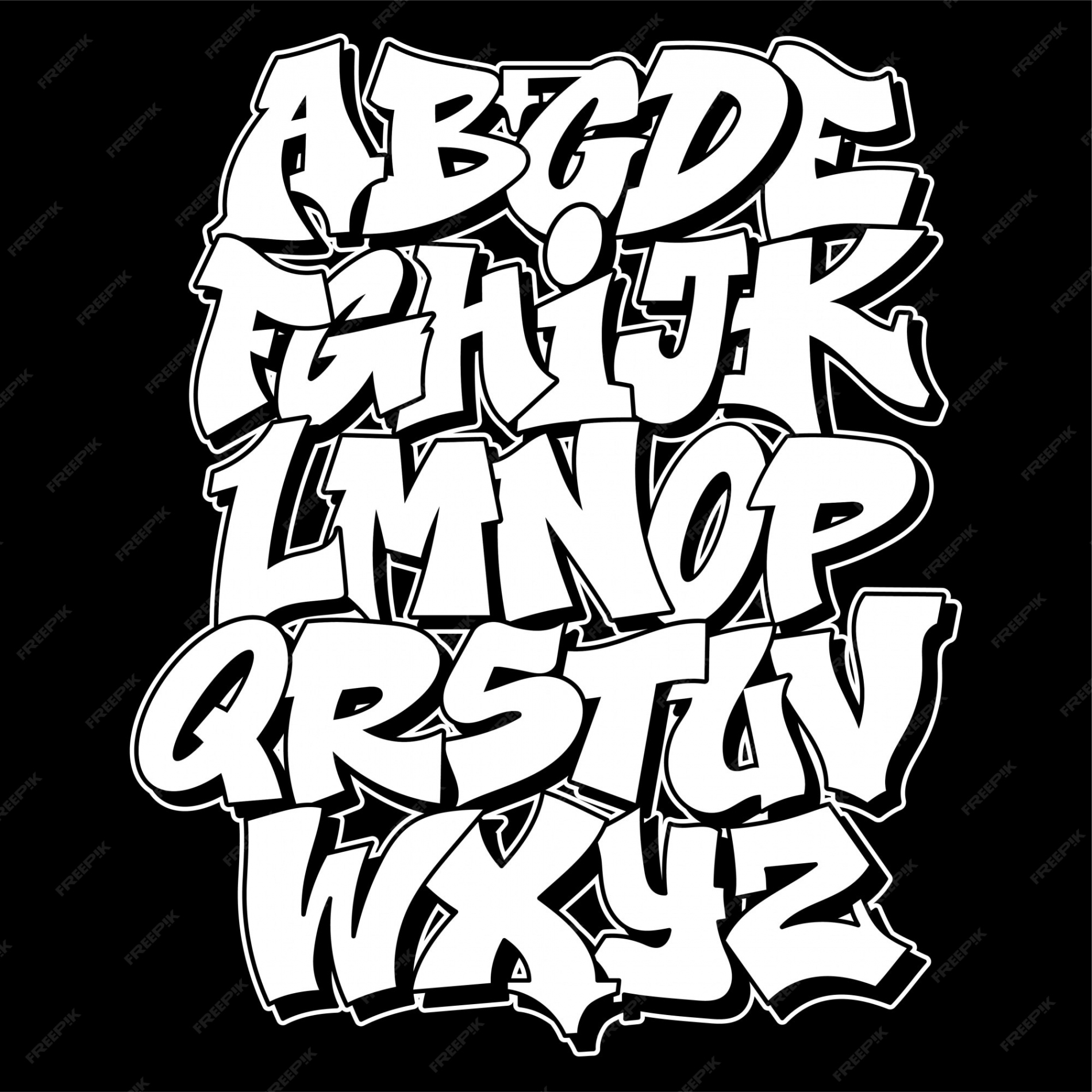 Premium Vector  Old school graffiti alphabet decorative lettering