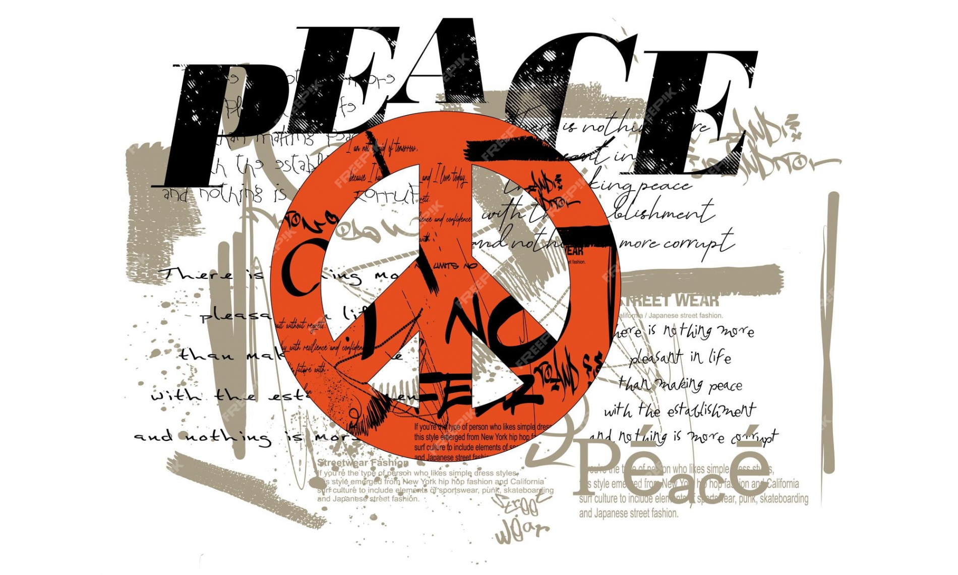 Premium Vector  Street peace art graffiti quotes peace hippie