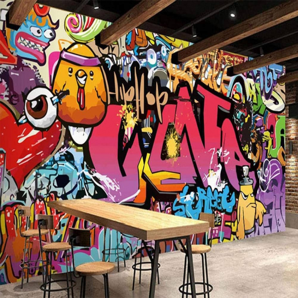 Pvc Wallpaper D Alphabet Graffiti Restaurant Bar Ktv Hintergrund  Wandbilder Retro Fresco Retro Aufkleber-50 * Cm