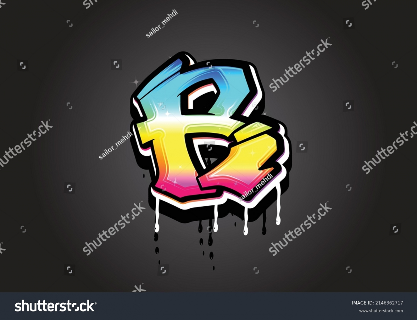 R Letter Graffiti Dripping-Schriftart: Stock-Vektorgrafik