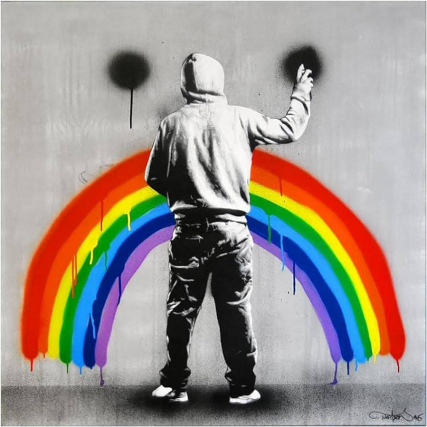 Rainbow Graffiti Art Canvas Painting Street Style Posters and Prints Wall  Pictures Modern Boys Bedroom Room Decoration  x  cm (. x