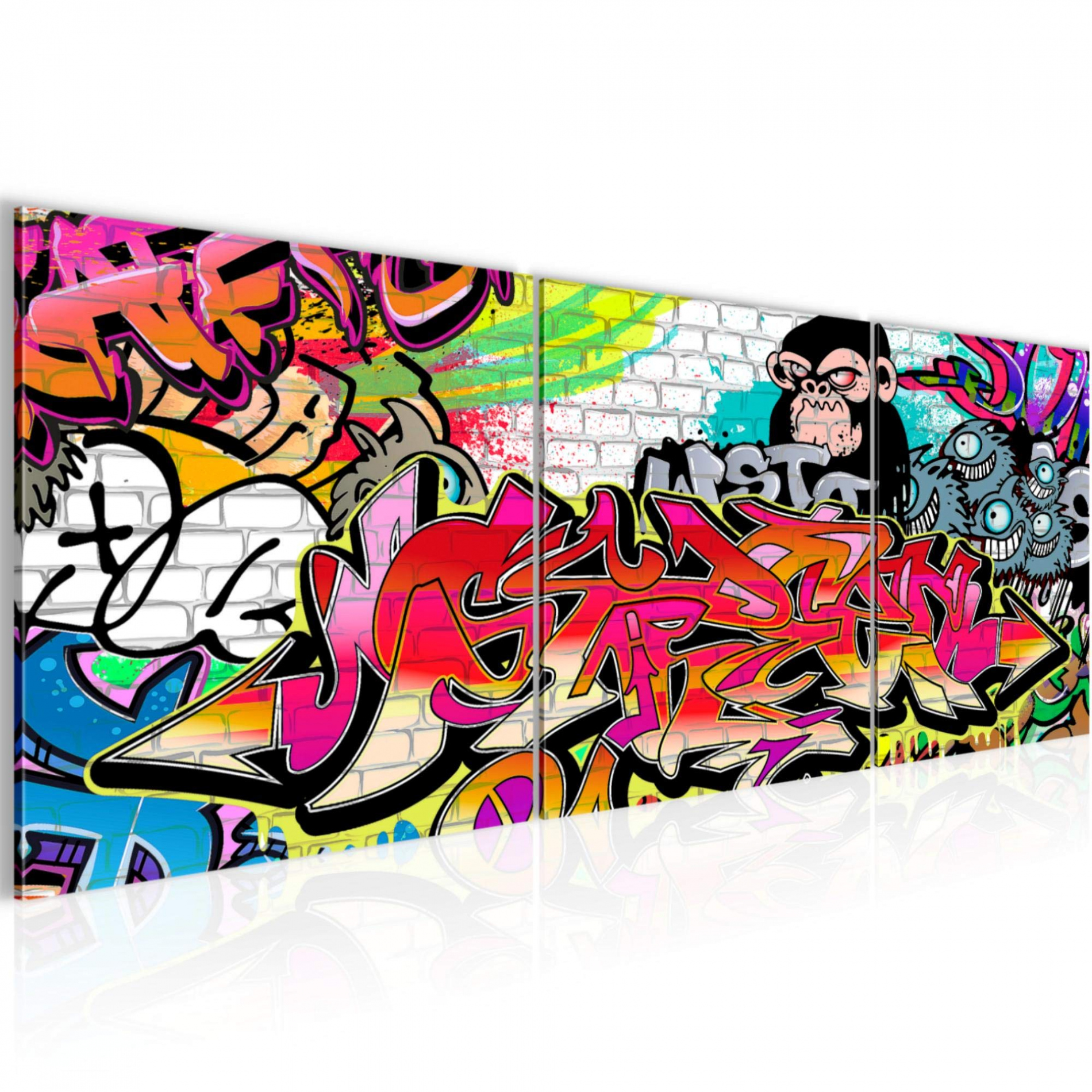 Runa Art - Bilder Graffiti  x  cm  Teilig Wandbild auf Vlies Leinwand  Bunt Mehrteilig Modern 17a