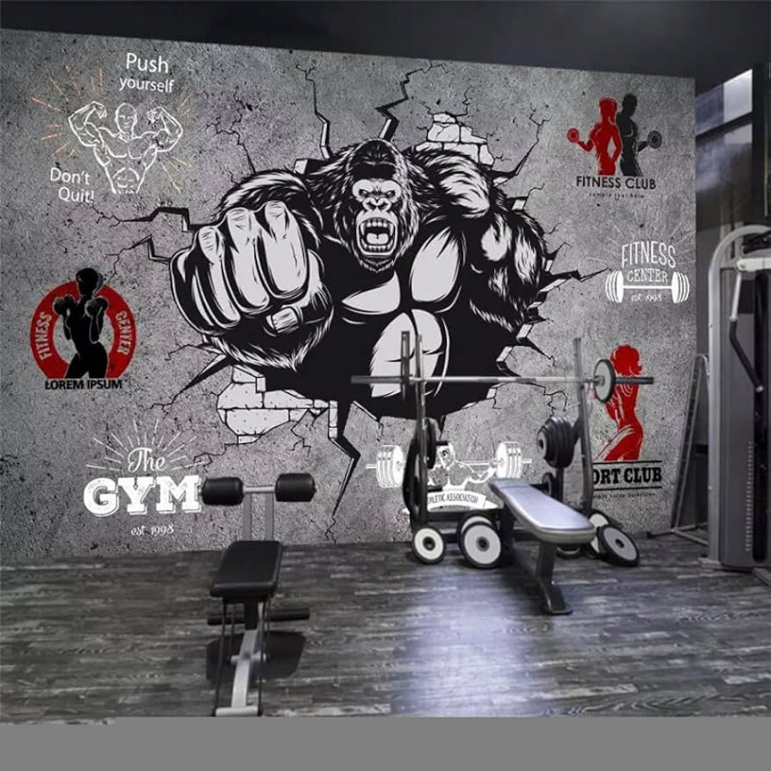 Sedomax Persönlichkeit Kreative Fitness Bodybuilding Gorilla Broken Wall  Gym Hintergrund Wand Custom Large Mural Green Wallpaper