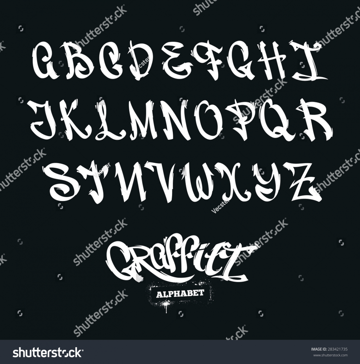 Set Graffiti Style Letters Streetart Alphabet Stock Vector