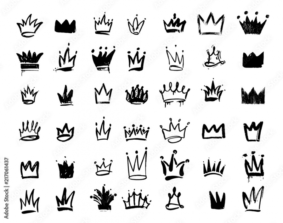 Set of Crown logo graffiti icon