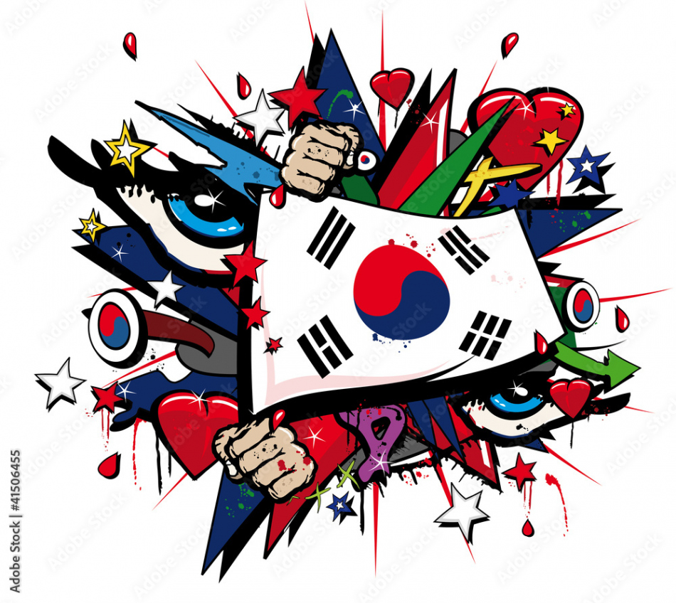 South Korea graffiti korean pop art illustration Stock