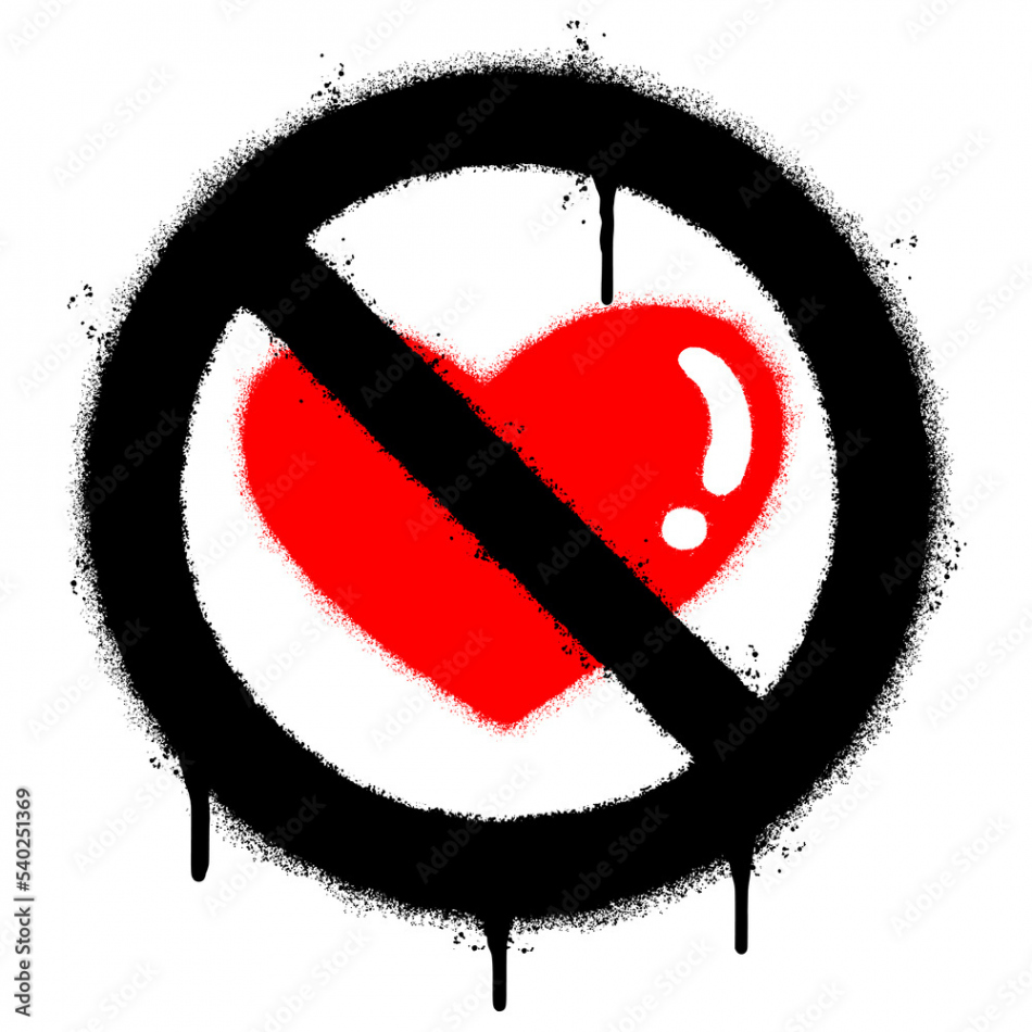 Spray Painted Graffiti No love heart sign Sprayed isolated with a